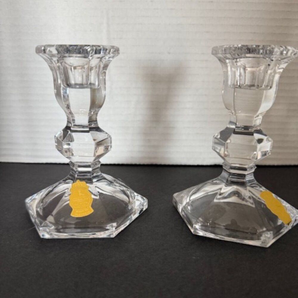 Vintage IMPERLUX Handcut Lead Crystal Candlesticks - Made in Slovakia